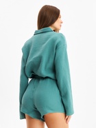 Пижама женская (рубашка, шорты) KAFTAN Basic, размер 52-54, зелёная - Фото 4