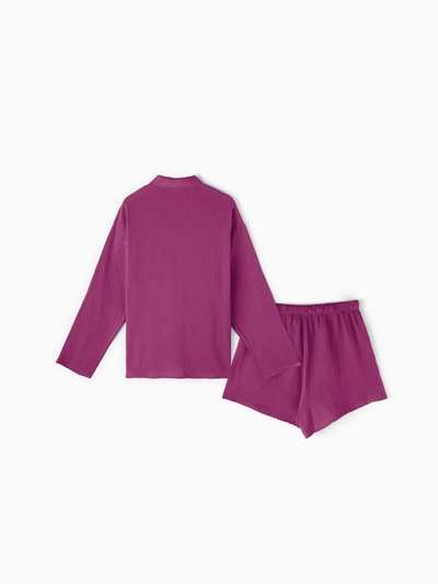 Пижама женская (рубашка, шорты) KAFTAN Basic, размер 44-46, сиреневая