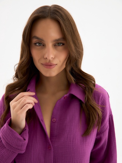 Пижама женская (рубашка, шорты) KAFTAN Basic, размер 44-46, сиреневая