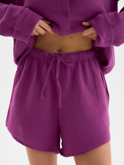 Пижама женская (рубашка, шорты) KAFTAN Basic, размер 44-46, сиреневая