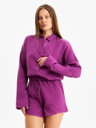 Пижама женская (рубашка, шорты) KAFTAN Basic, размер 48-50, сиреневая - Фото 3