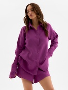 Пижама женская (рубашка, шорты) KAFTAN Basic, размер 52-54, сиреневая - Фото 1