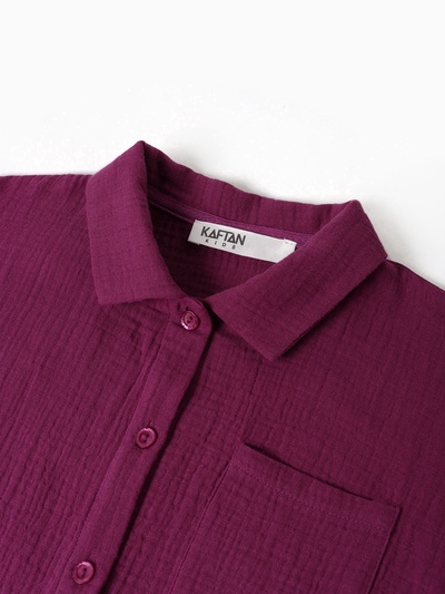 Пижама для девочки (рубашка, брюки) KAFTAN «Муслин», фиолетовая, размер 32 (110-116 см)