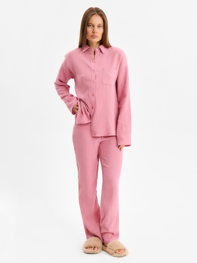 Пижама женская: рубашка, брюки, KAFTAN Basic, размер 40-42, пудрово-розовая