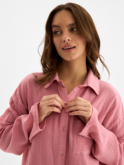 Пижама женская (рубашка, брюки) KAFTAN Basic, размер 48-50, пудрово-розовая