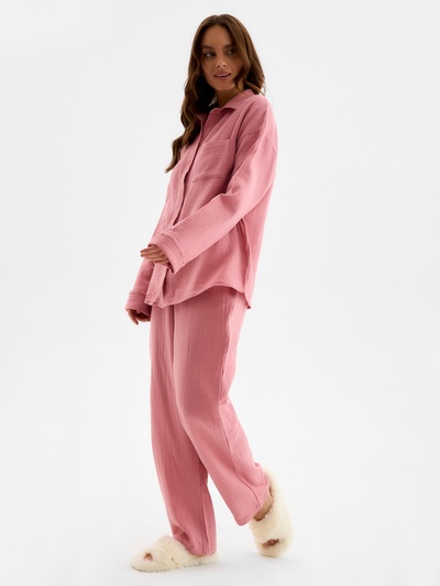 Пижама женская (рубашка, брюки) KAFTAN Basic, размер 48-50, пудрово-розовая
