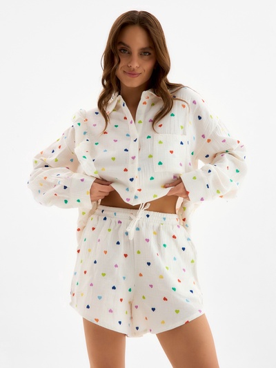 Пижама женская (рубашка, шорты) KAFTAN, размер 48-50