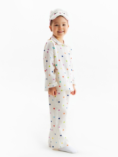 Пижама для девочки (рубашка, брюки) KAFTAN «Муслин», белая, размер 32 (110-116 см)