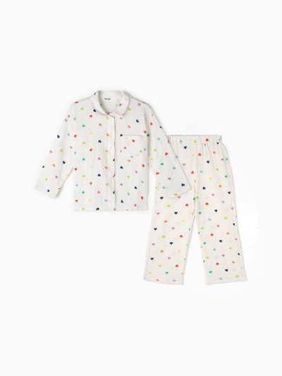 Пижама для девочки (рубашка, брюки) KAFTAN «Муслин», белая, размер 32 (110-116 см)