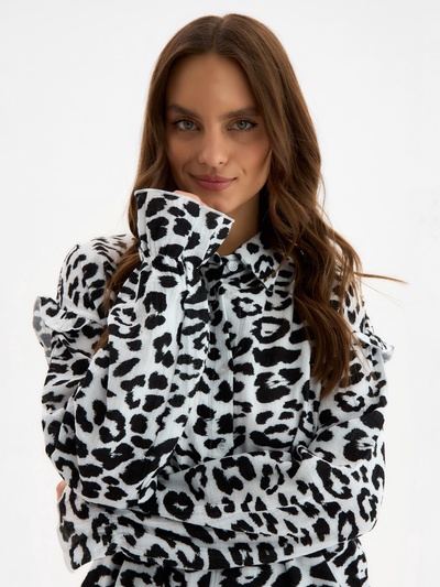 Пижама женская (рубашка, шорты) KAFTAN «Муслин: leopard», размер 48-50