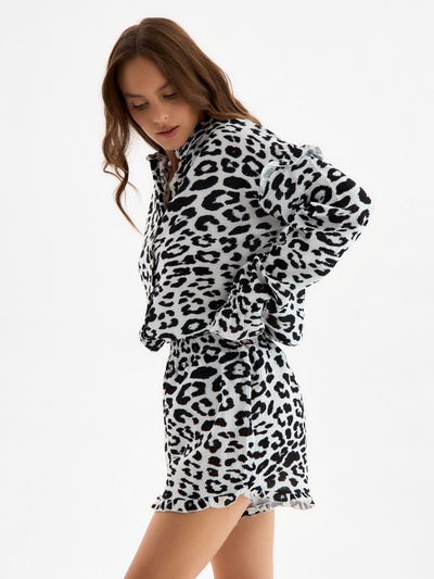 Пижама женская (рубашка, шорты) KAFTAN «Муслин: leopard», размер 48-50