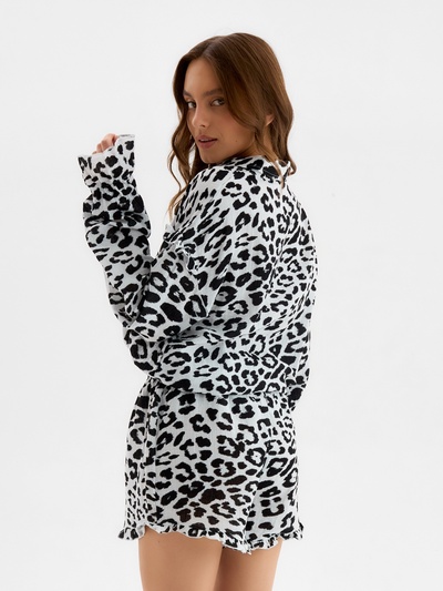 Пижама женская (рубашка, шорты) KAFTAN «Муслин: leopard», размер 48-50