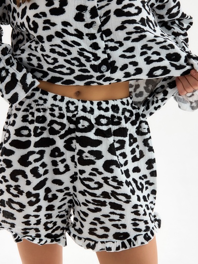 Пижама женская (рубашка, шорты) KAFTAN «Муслин: leopard», размер 48-50