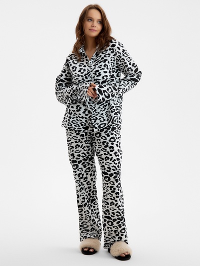 Пижама женская: рубашка, брюки, KAFTAN «Муслин: leopard», размер 52-54