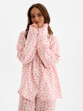 Пижама женская (рубашка, брюки) KAFTAN «Муслин: pink leopard», размер 48-50