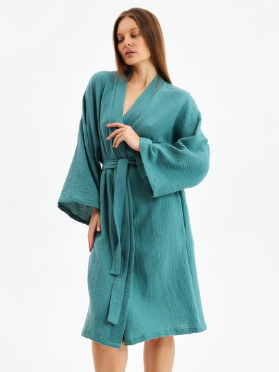 Халат домашний женский KAFTAN Basic, размер 52-54, зелёный