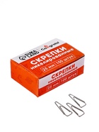 Скрепки 25 мм никелированные в картонной коробке 100 штук, загнутые - Фото 1