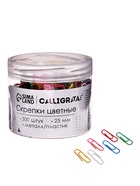 Скрепки 25 мм цветные в пластиковой тубе 300 штук - Фото 1