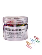 Скрепки 28 мм цветные в пластиковой тубе 300 штук - Фото 1