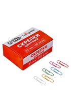 Скрепки 33 мм цветные в картонной коробке 100 штук - Фото 2