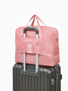 Сумка дорожная на молнии, отдел для обуви, наружный карман, держатель для чемодана, розовая - Фото 2