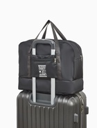 Сумка дорожная на молнии, отдел для обуви, наружный карман, держатель для чемодана, чёрная - Фото 2