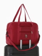 Сумка дорожная, 3 наружных кармана, держатель для чемодана, на молнии, длинный ремень, бордовая - Фото 6