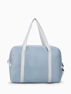 Сумка дорожная на молнии, 3 наружных кармана, держатель для чемодана, длинный ремень, голубая - Фото 5