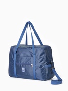 Сумка дорожная, на молнии, 3 наружных кармана, держатель для чемодана, длинный ремень, синяя - Фото 6