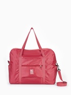 Сумка дорожная на молнии, 3 наружных кармана, держатель для чемодана, длинный ремень, бордовая - Фото 5