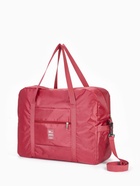 Сумка дорожная на молнии, 3 наружных кармана, держатель для чемодана, длинный ремень, бордовая - Фото 6