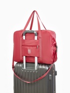 Сумка дорожная на молнии, 3 наружных кармана, держатель для чемодана, длинный ремень, бордовая - Фото 2