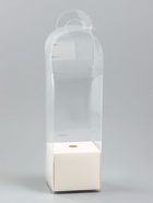 Коробка для мини-букетов и цветов, прозрачная с крафт-основанием, 28×8×8 см, белый - Фото 2