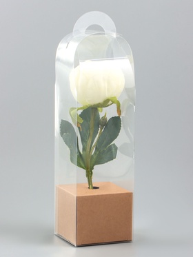 Коробка для мини-букетов и цветов, прозрачная с крафт-основанием 28?8?8 см, крафт (комплект 5 шт)