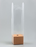 Коробка для мини-букетов и цветов, прозрачная с крафт-основанием 28×8×8 см, крафт - Фото 3