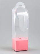 Коробка для мини-букетов и цветов, прозрачная с крафт-основанием, 28×8×8 см, розовый - Фото 2