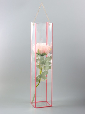 Переноска для цветов из PVC, розовая, влагостойкая, 50?10?10 см (комплект 5 шт)