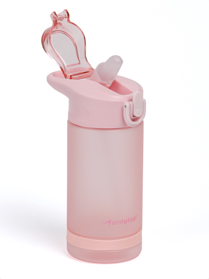 Бутылка для воды onlytop, 550 мл, тритан, с трубочкой, с поильником, розовая - Фото 1