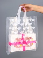 Пакет полиэтиленовый с боковой складкой и петлевой ручкой, «Сердечки», 30×37+10 см ± 5% 60 мкм - Фото 2