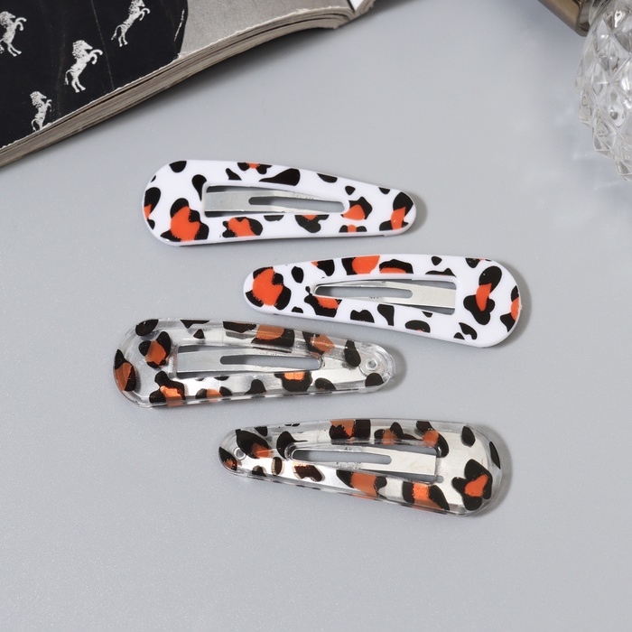 Заколки для волос «Глория», набор 4 шт., лео, 5 см