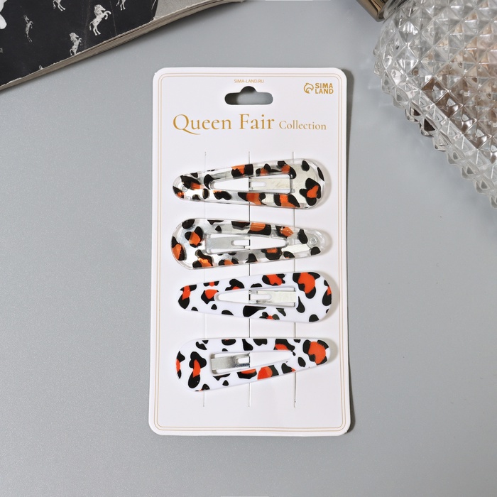 Заколки для волос «Глория», набор 4 шт., лео, 5 см - Фото 1