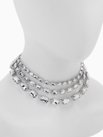 Чокер-колье «Сияние» трио на увеличение, цвет белый в серебре, 36 см