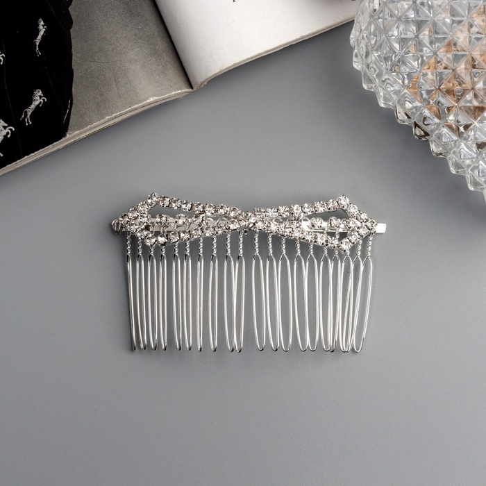 Гребень для волос QF «Медея», бант углы, 8×4 см, серебро