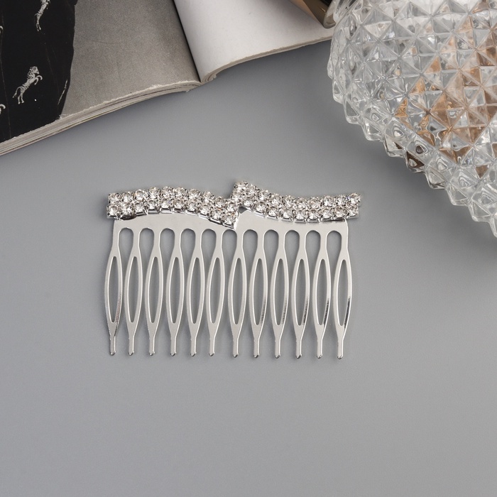 Гребень для волос QF «Медея», волны, 6.5×4 см, серебро