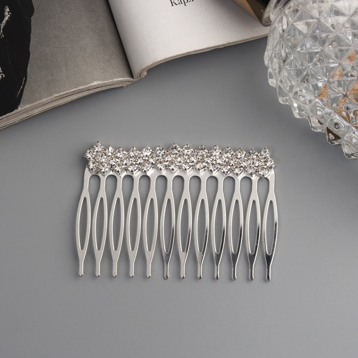 Гребень для волос QF «Медея», геометрия, 6.5×4 см, серебро