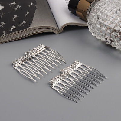 Гребень для волос QF «Медея», набор 2 шт., волны, 5×4 см, серебро