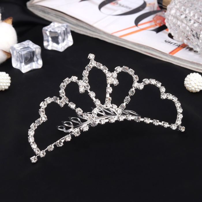 Диадема для волос «Медея», величие, 9.5×4 см, серебро - Фото 1