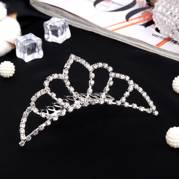 Диадема для волос «Медея», гармония, 10×4 см, серебро - Фото 1