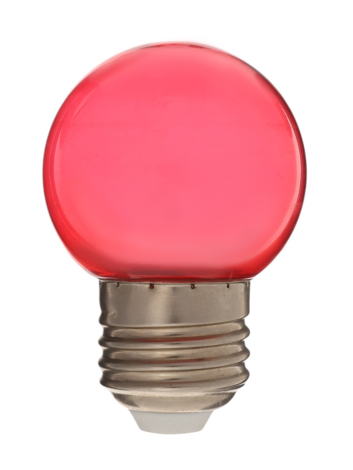 Лампа светодиодная, G45, Е27, 1.5 Вт, для белт-лайта, прозрачная, набор 10 штук, свечение красное - Фото 1