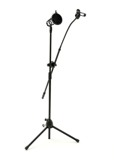 Микрофонная стойка напольная с держателем для телефона